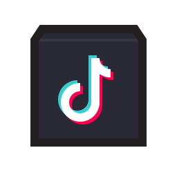 TikTok 标志——深色圆角方形背景上，一个采用白色、青色和粉色设计的音符图案